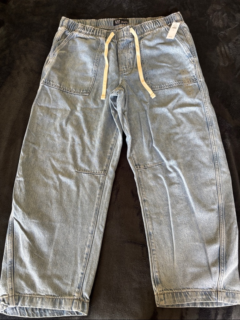 GAP Light Blue Wide Leg Jeans with Drawstring